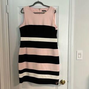 Tommy Hilfiger PINK WHITE BLACK White Stripe Sheath Dress